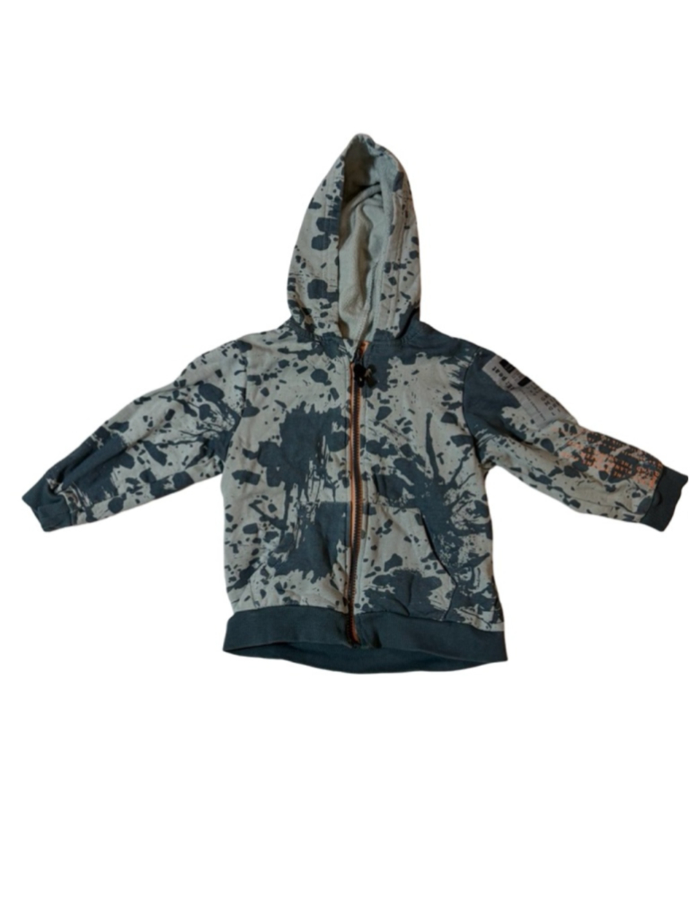 Coccodrillo Kids Paint Splatter Zip Hoodie Gray Blue Fleece Lined Size 3